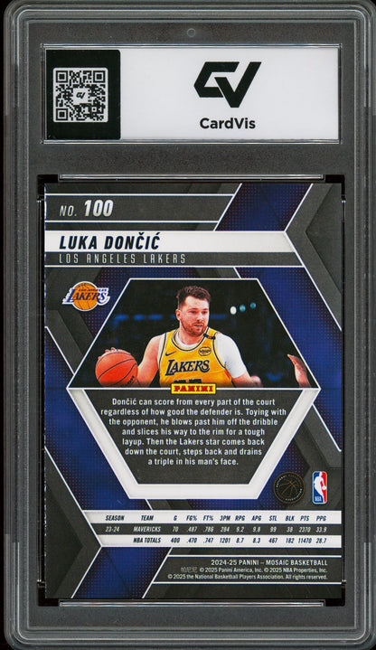 2024 Panini Mosaic #100 Luka Doncic Graded 10 Gem Mint - Back