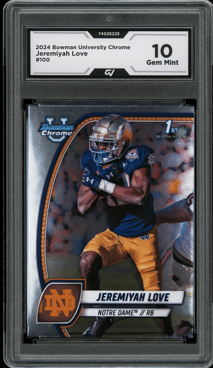 2024 Bowman University Chrome #100 Jeremiyah Love Graded 10 Gem Mint - Front