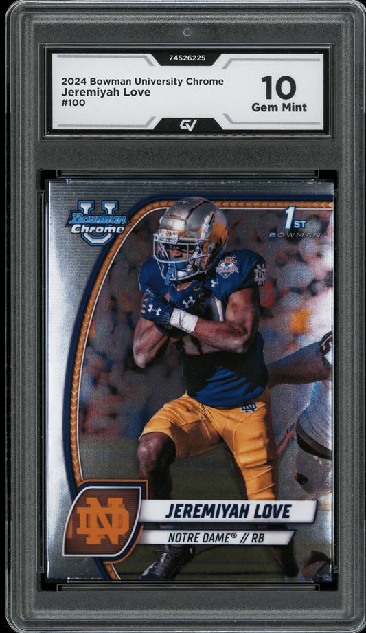 2024 Bowman University Chrome #100 Jeremiyah Love Graded 10 Gem Mint - Front