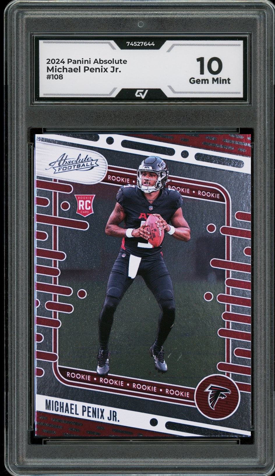 2024 Panini Absolute #108 Michael Penix Jr. Rookie Card RC Graded 10 Gem Mint - Front