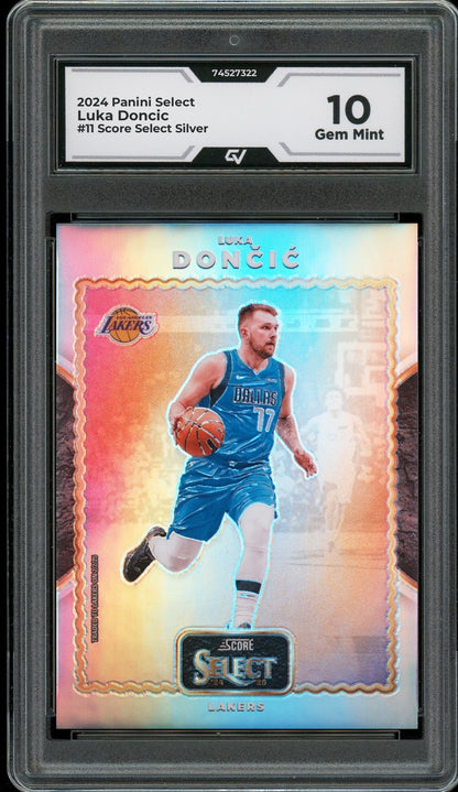 2024 Panini Select #11 Luka Doncic Score Select Silver Graded 10 Gem Mint - Front