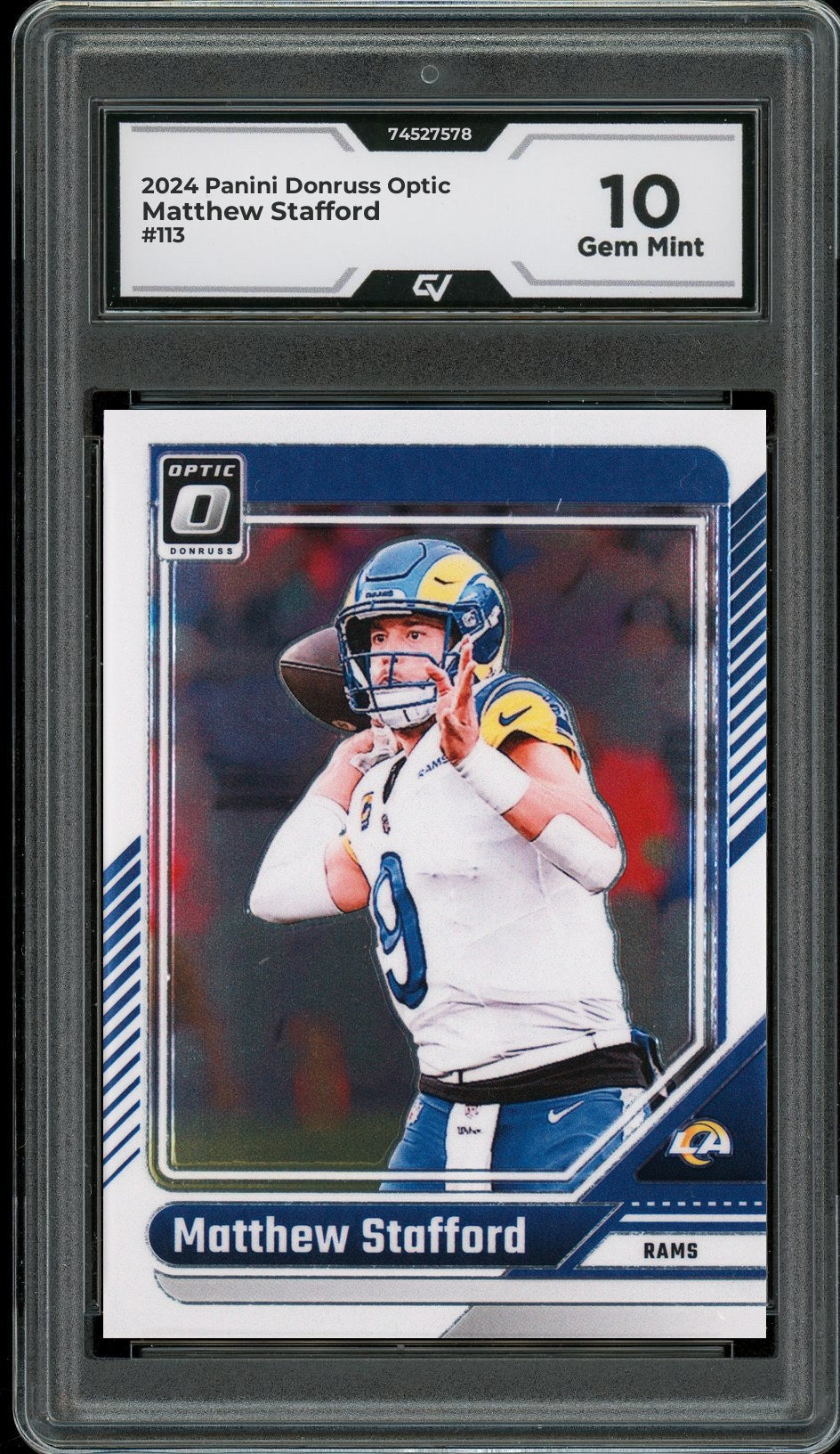 2024 Panini Donruss Optic #113 Matthew Stafford Graded 10 Gem Mint - Front