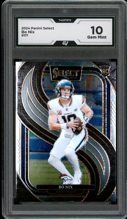 2024 Panini Select #117 Bo Nix Rookie Card RC Graded 10 Gem Mint - Front