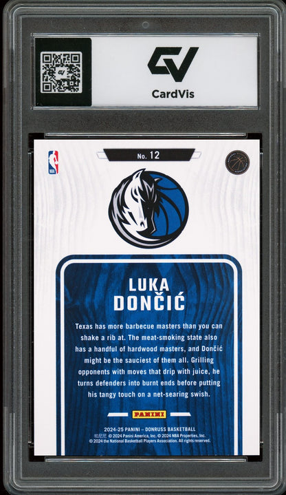 2024 Panini Donruss #12 Luka Doncic Hardwood Masters Graded 10 Gem Mint - Back