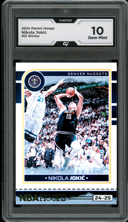 2024 Panini Hoops #12 Nikola Jokic Winter Graded 10 Gem Mint - Front