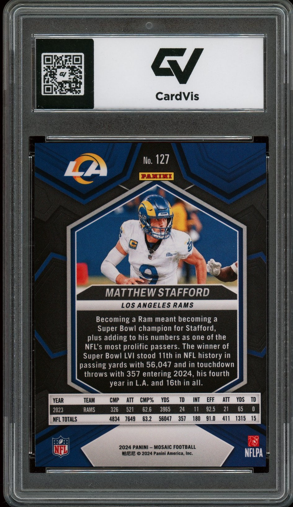 2024 Panini Mosaic #127 Matthew Stafford Graded 10 Gem Mint - Back