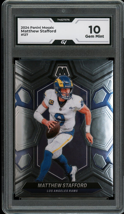2024 Panini Mosaic #127 Matthew Stafford Graded 10 Gem Mint - Front
