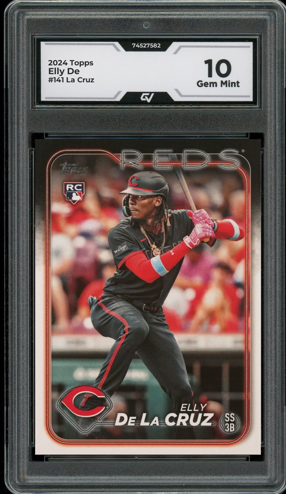 2024 Topps #141 Elly De La Cruz Rookie Card RC Graded 10 Gem Mint - Front
