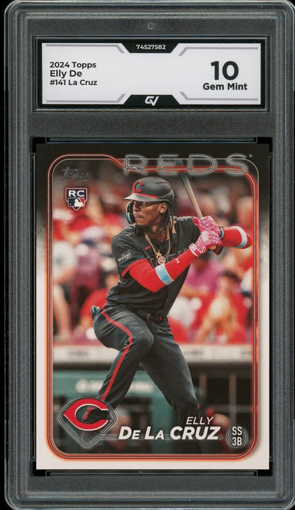 2024 Topps #141 Elly De La Cruz Rookie Card RC Graded 10 Gem Mint - Front