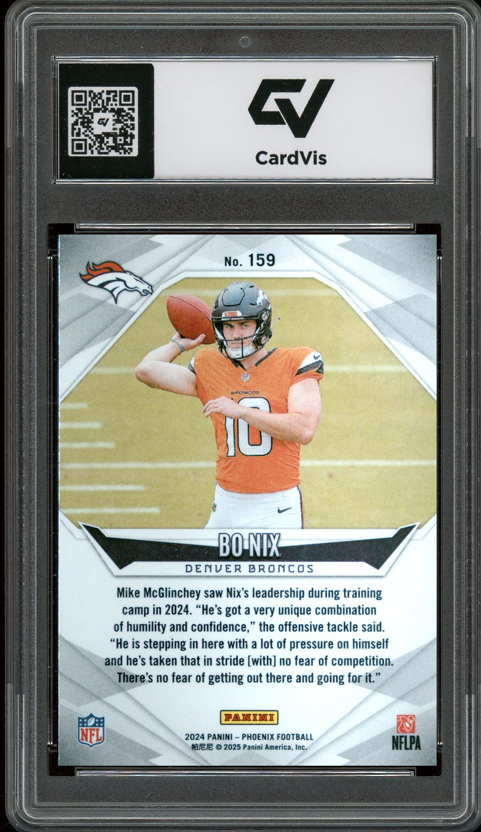 2024 Panini Phoenix #159 Bo Nix Rookie Card RC Graded 10 Gem Mint - Back