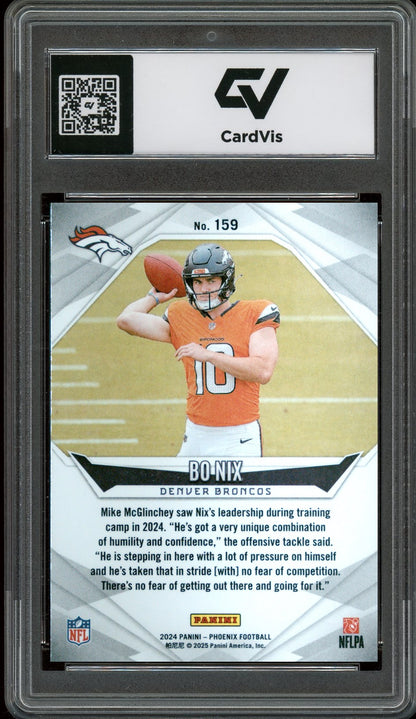 2024 Panini Phoenix #159 Bo Nix Rookie Card RC Graded 10 Gem Mint - Back