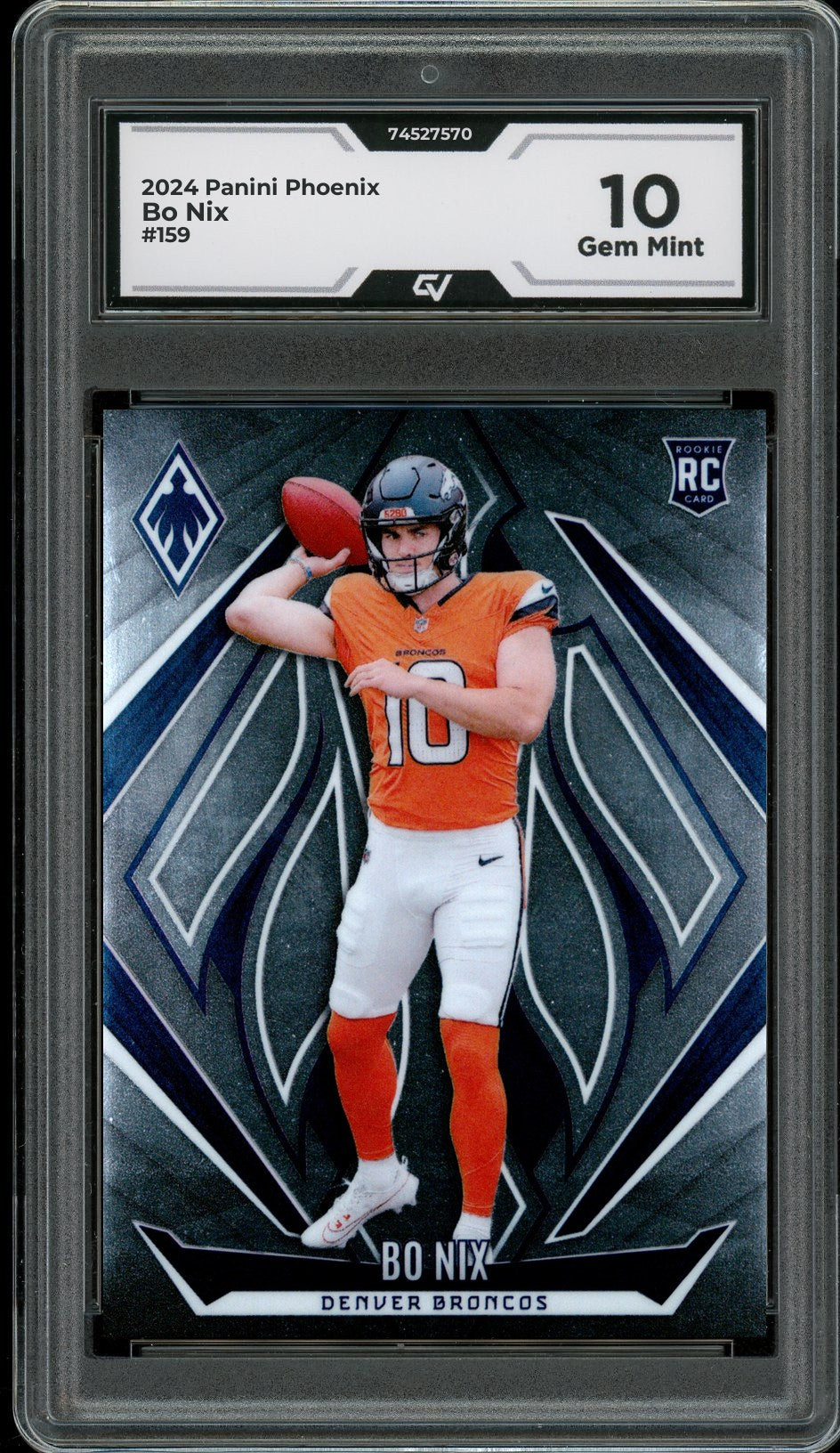 2024 Panini Phoenix #159 Bo Nix Rookie Card RC Graded 10 Gem Mint - Front
