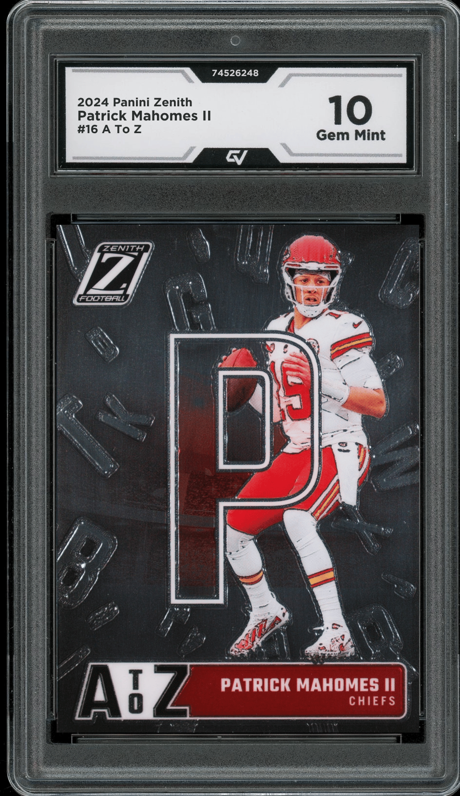2024 Panini Zenith A To Z #16 Patrick Mahomes II Graded 10 Gem Mint - Front