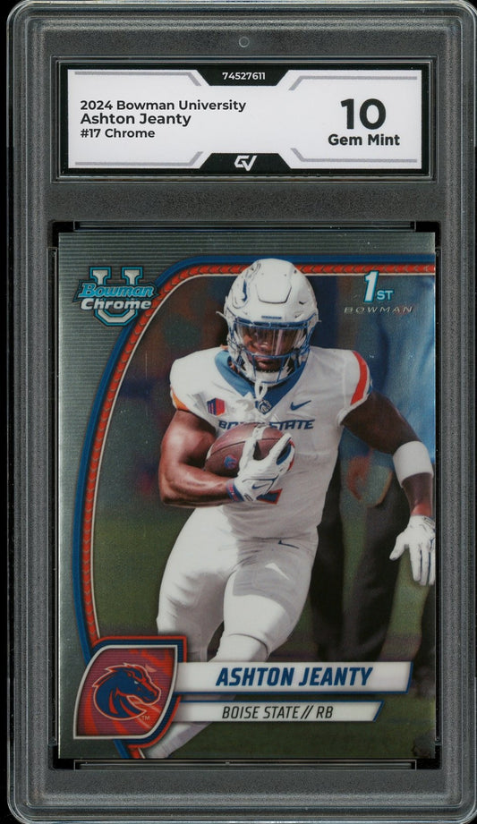 2024 Bowman University #17 Ashton Jeanty Chrome Rookie Card RC Graded 10 Gem Mint - Front
