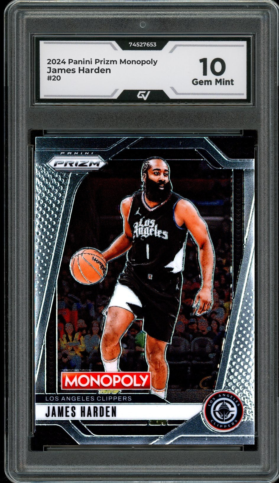2024 Panini Prizm Monopoly #20 James Harden Graded 10 Gem Mint - Front
