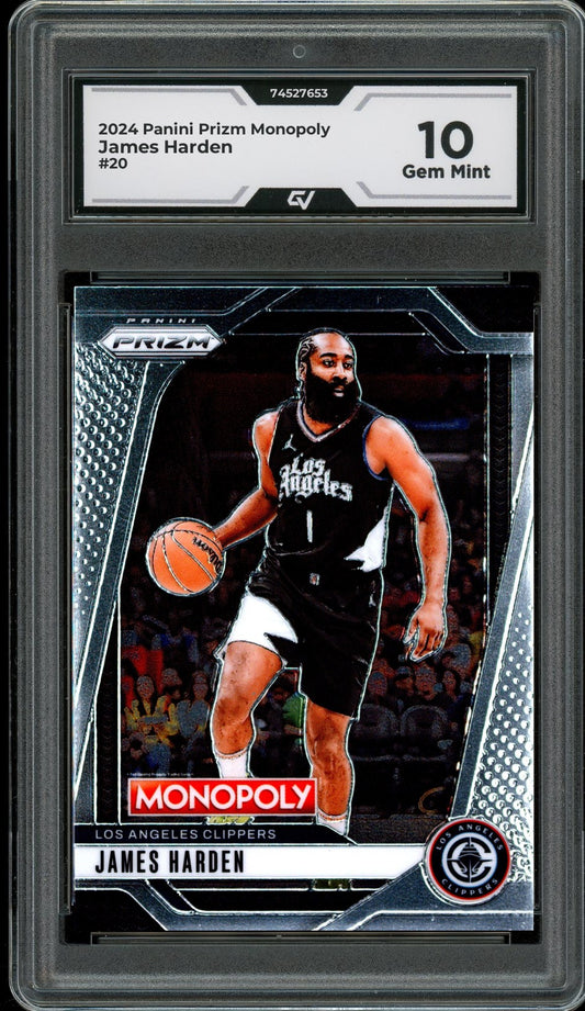 2024 Panini Prizm Monopoly #20 James Harden Graded 10 Gem Mint - Front