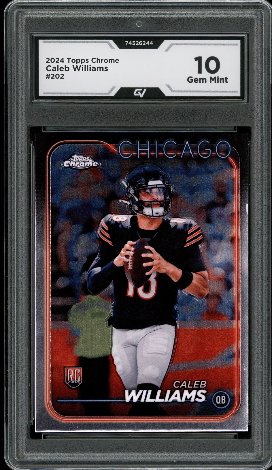 2024 Topps Chrome #202 Caleb Williams Graded 10 Gem Mint - Front