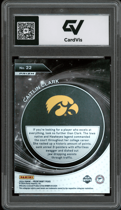2024 Panini Prizm Draft Picks Student Orientation #22 Caitlin Clark Silver Prizm Graded 10 Gem Mint - Back
