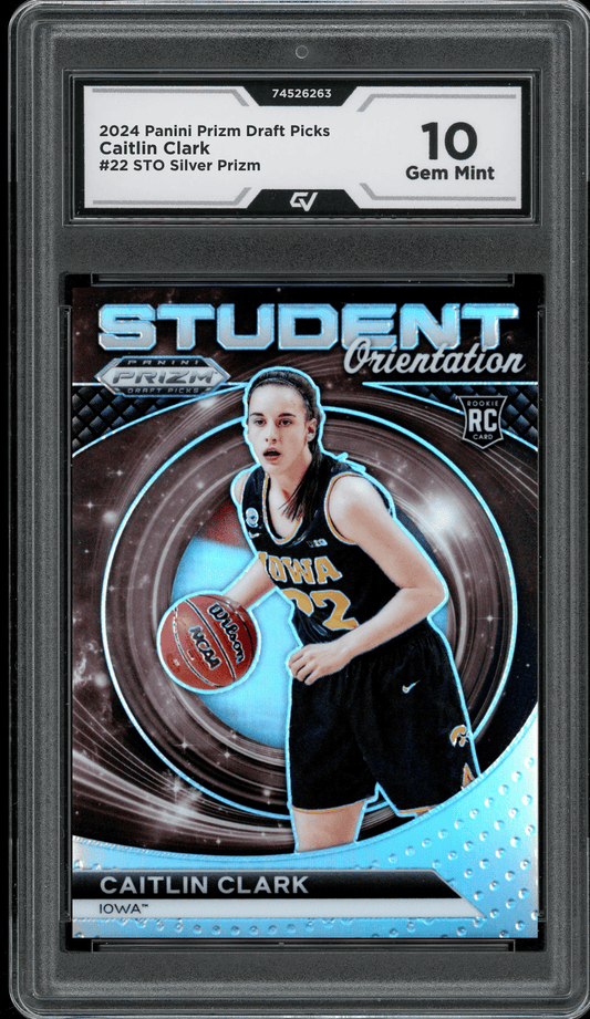 2024 Panini Prizm Draft Picks Student Orientation #22 Caitlin Clark Silver Prizm Graded 10 Gem Mint - Front