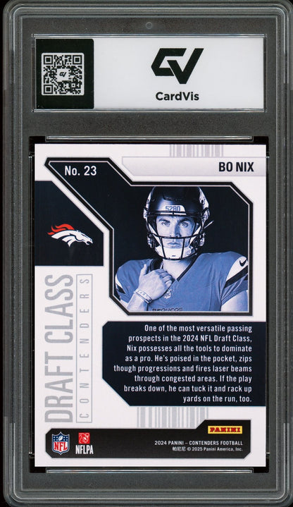 2024 Panini Contenders #23 Bo Nix Draft Class Contenders Rookie Card RC Graded 10 Gem Mint - Back