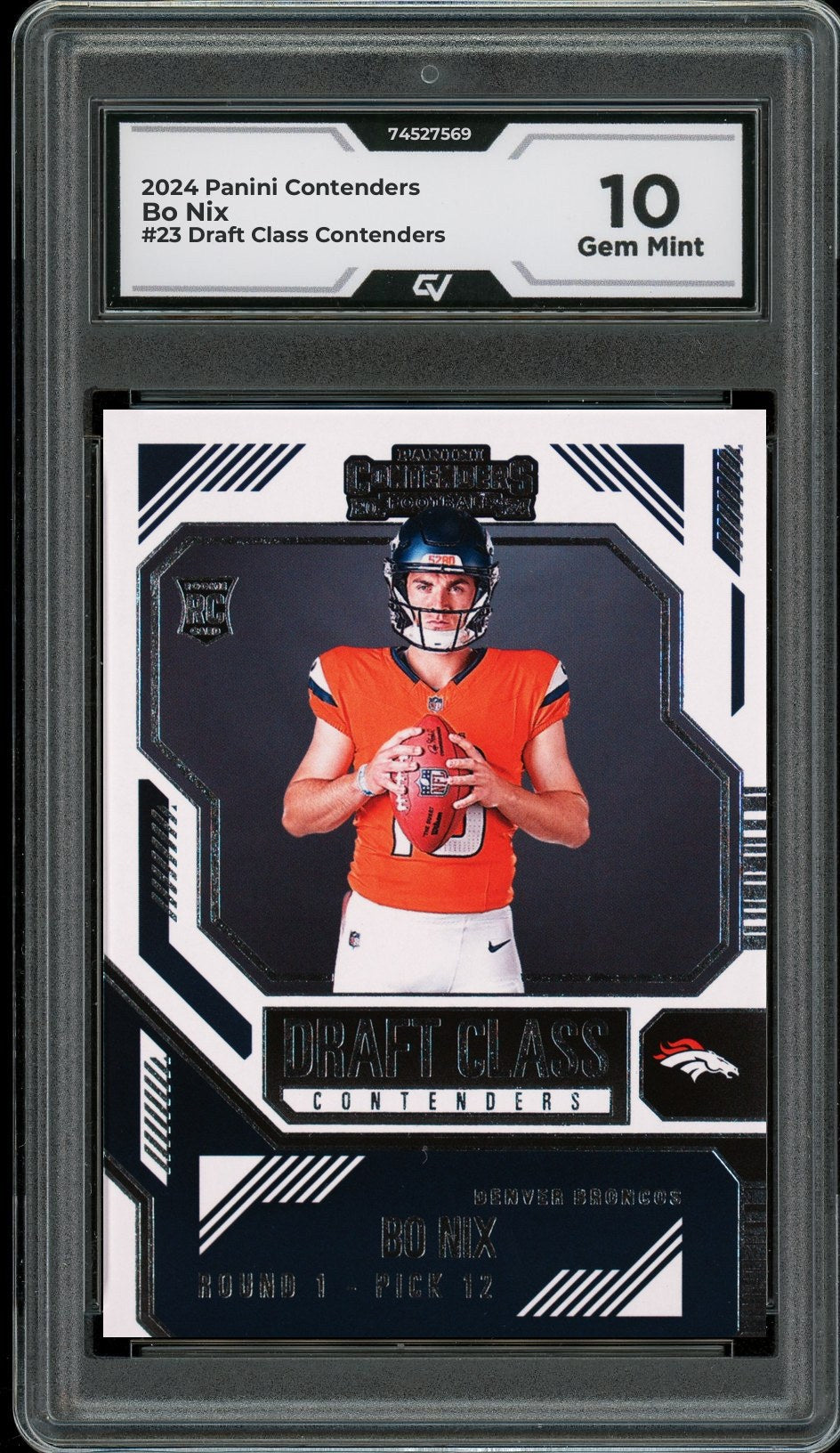 2024 Panini Contenders #23 Bo Nix Draft Class Contenders Rookie Card RC Graded 10 Gem Mint - Front