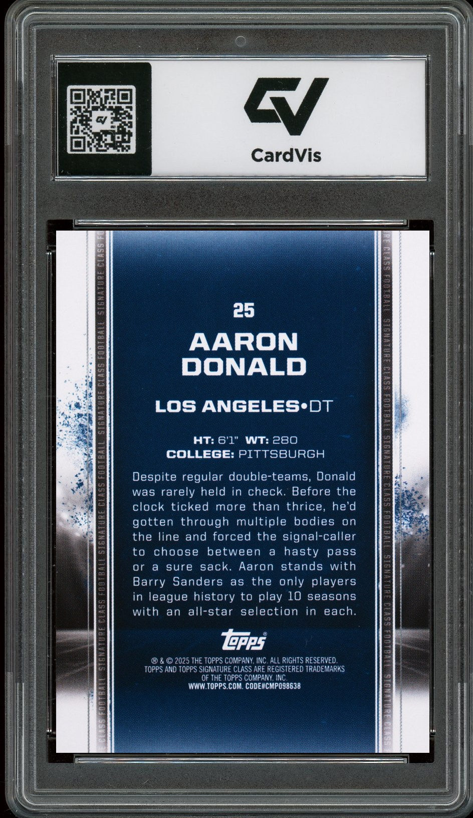 2024 Topps Signature #25 Aaron Donald Graded 10 Gem Mint - Back