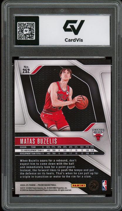 2024 Panini Prizm #252 Matas Buzelis Graded 10 Gem Mint - Back
