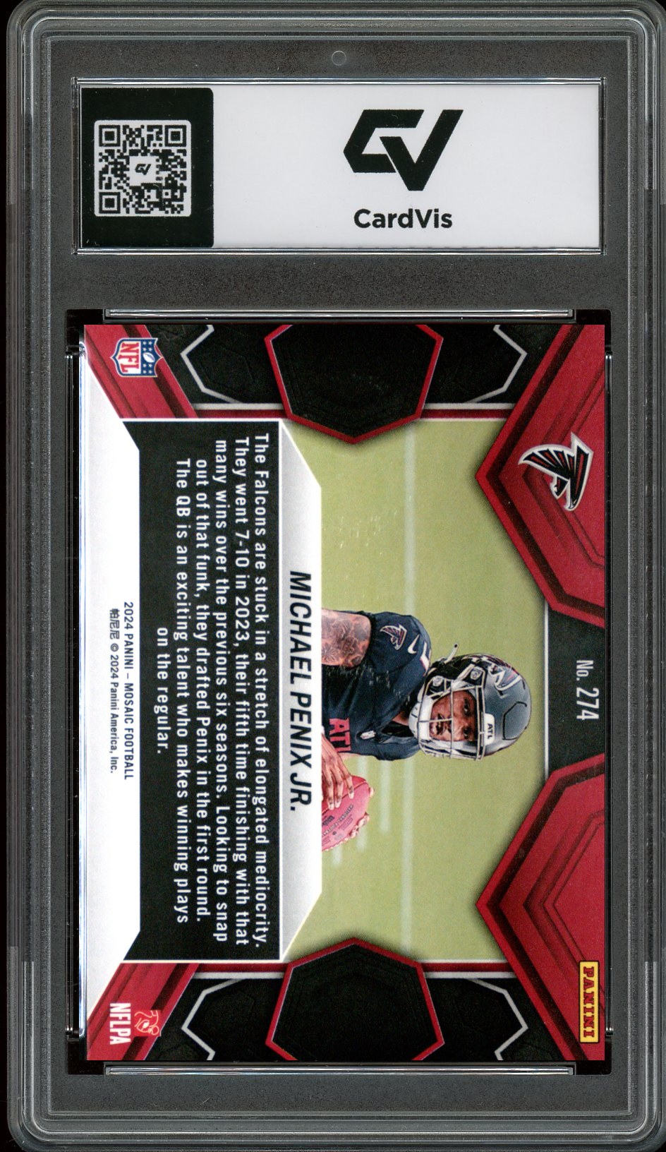 2024 Panini Mosaic #274 Michael Penix Jr. Rookie Card RC Graded 10 Gem Mint - Back