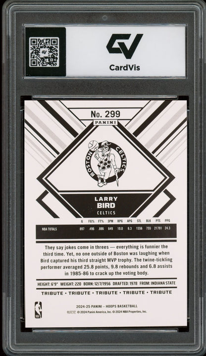 2024 Panini Hoops #299 Larry Bird Graded 10 Gem Mint - Back