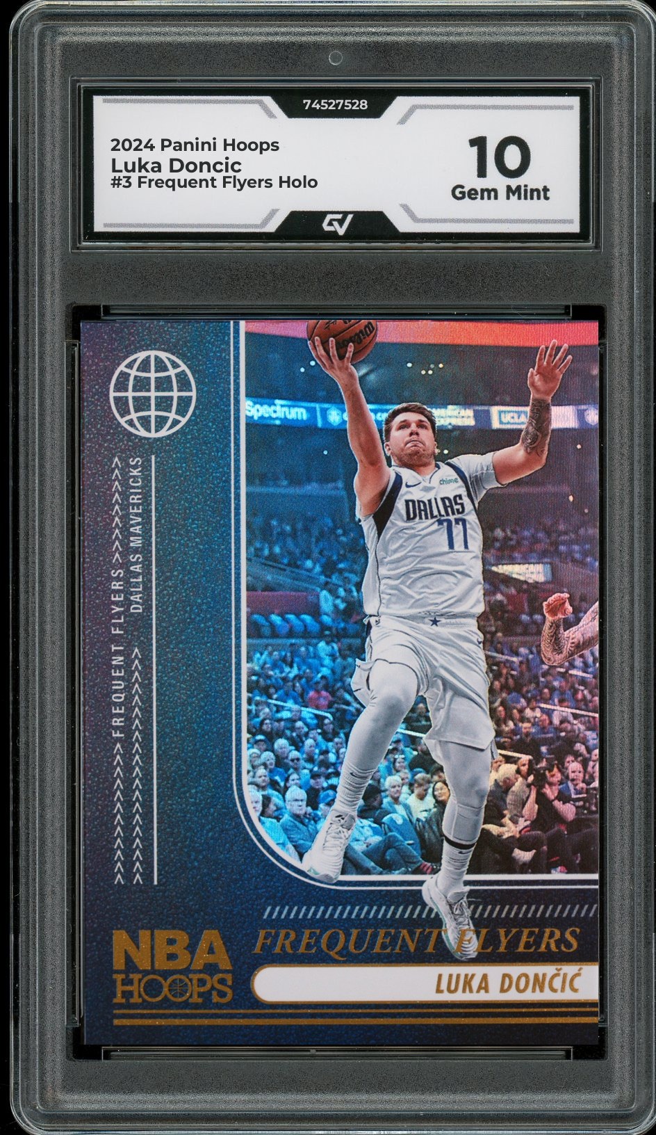 2024 Panini Hoops #3 Luka Doncic Frequent Flyers Holo Graded 10 Gem Mint - Front
