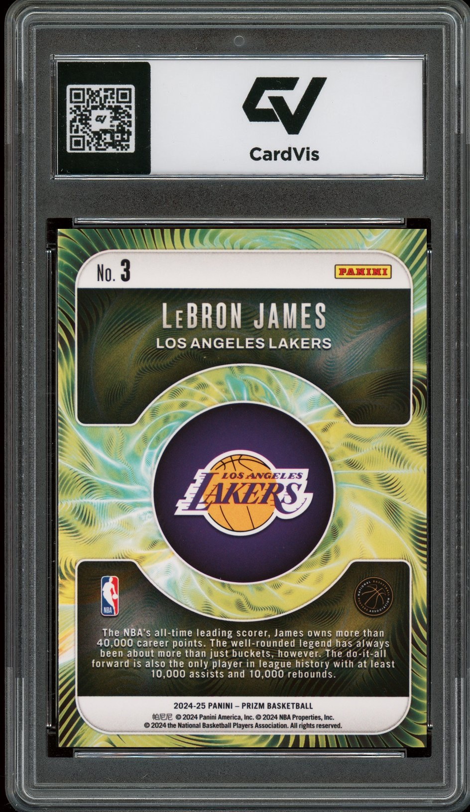 2024 Panini Prizm #3 Lebron James Fractal Graded 10 Gem Mint - Back
