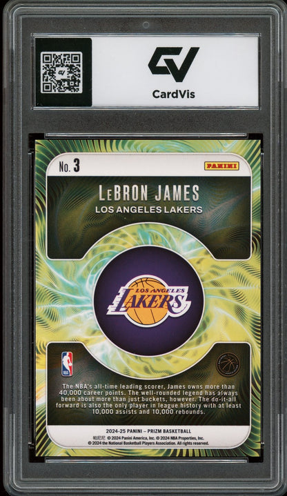 2024 Panini Prizm #3 Lebron James Fractal Graded 10 Gem Mint - Back