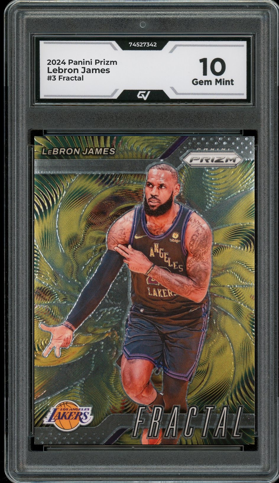 2024 Panini Prizm #3 Lebron James Fractal Graded 10 Gem Mint - Front