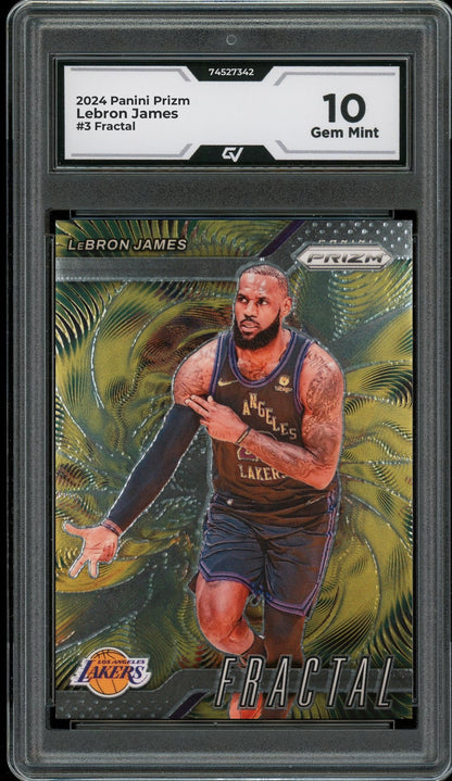 2024 Panini Prizm #3 Lebron James Fractal Graded 10 Gem Mint - Front