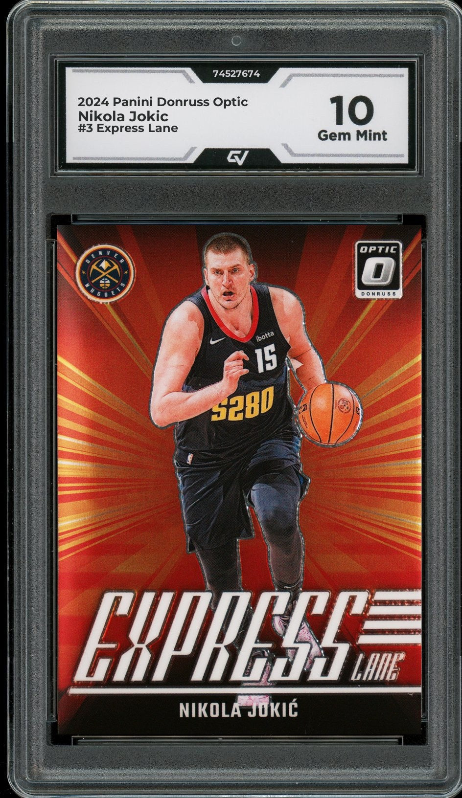 2024 Panini Donruss Optic #3 Nikola Jokic Express Lane Graded 10 Gem Mint - Front