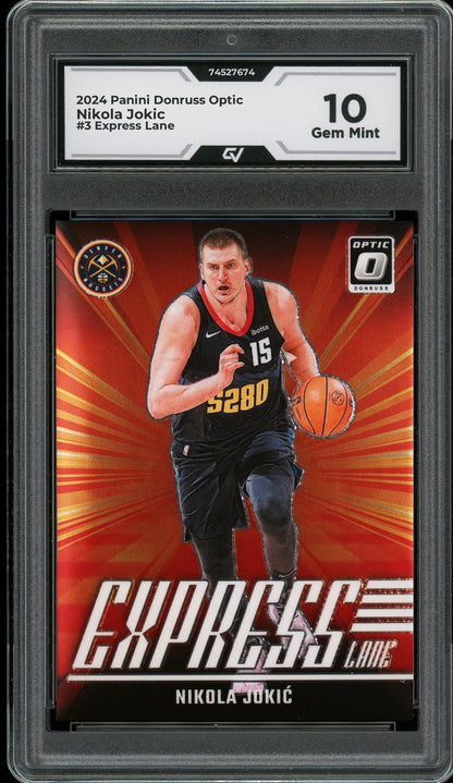 2024 Panini Donruss Optic #3 Nikola Jokic Express Lane Graded 10 Gem Mint - Front