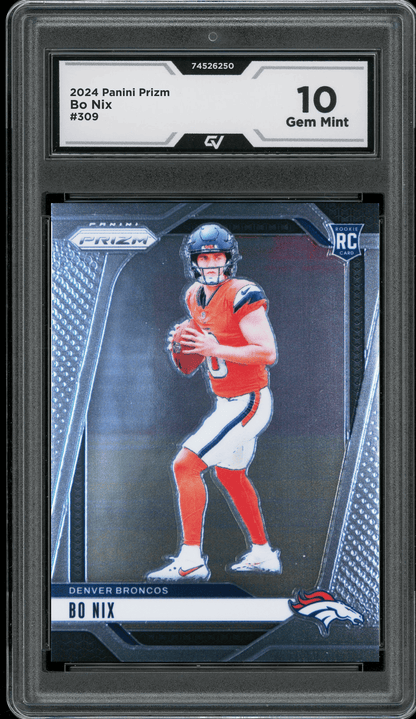 2024 Panini Prizm #309 Bo Nix Graded 10 Gem Mint - Front