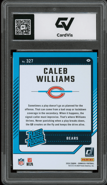 2024 Panini Donruss #327 Caleb Williams Graded 10 Gem Mint - Back
