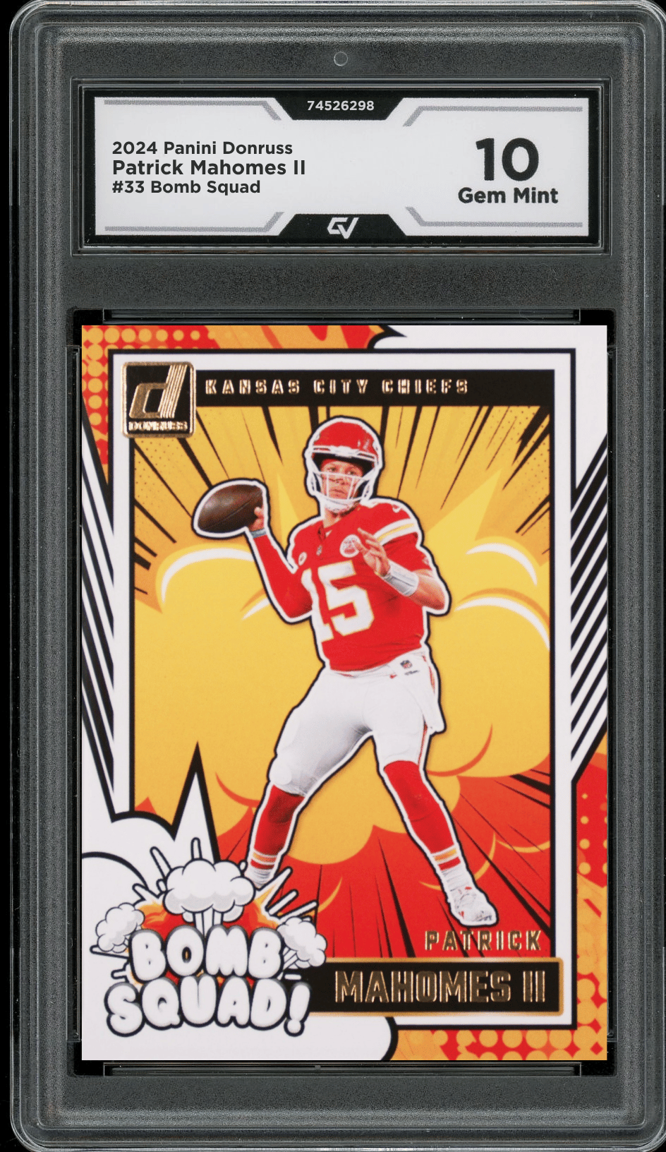 2024 Panini Donruss Bomb Squad #33 Patrick Mahomes II Graded 10 Gem Mint - Front