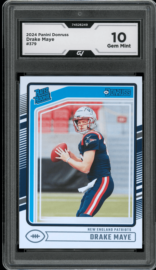 2024 Panini Donruss #379 Drake Maye Graded 10 Gem Mint - Front