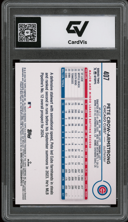 2024 Topps #407 Pete Crow-Armstrong Graded 10 Gem Mint - Back