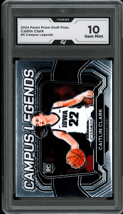 2024 Panini Prizm Draft Picks Campus Legends #5 Caitlin Clark Graded 10 Gem Mint - Front