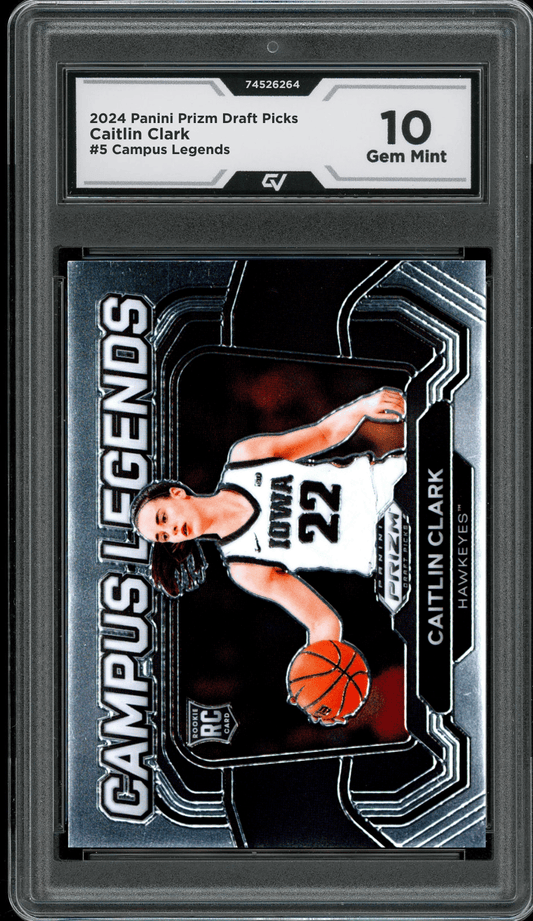 2024 Panini Prizm Draft Picks Campus Legends #5 Caitlin Clark Graded 10 Gem Mint - Front