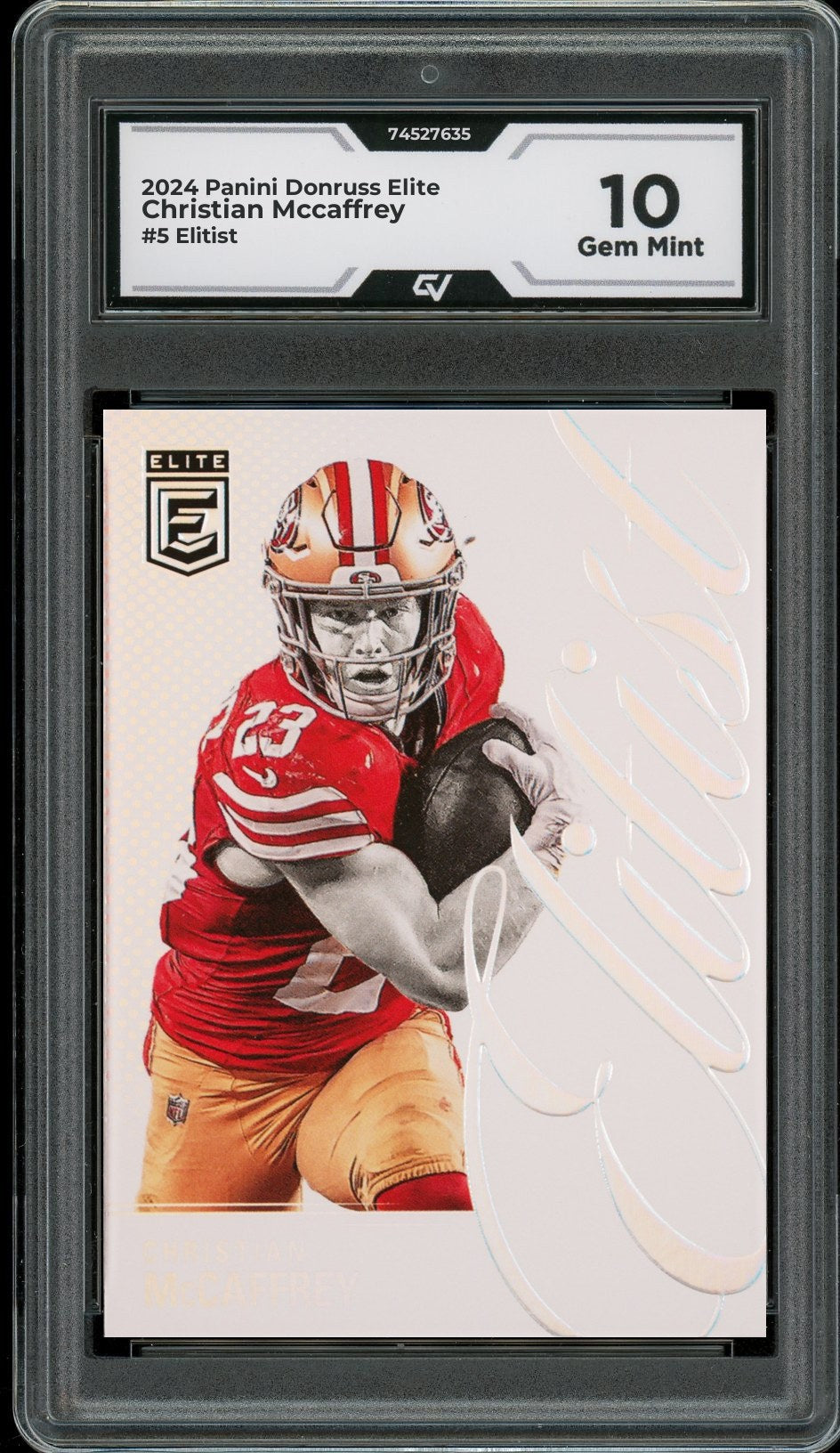 2024 Panini Donruss Elite #5 Christian Mccaffrey Elitist Graded 10 Gem Mint - Front