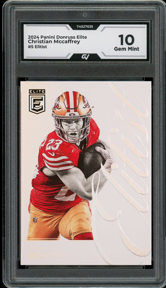 2024 Panini Donruss Elite #5 Christian Mccaffrey Elitist Graded 10 Gem Mint - Front