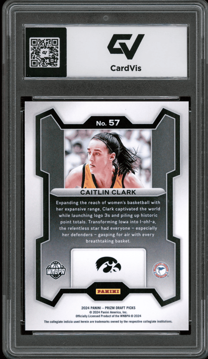 2024 Panini Prizm Draft Picks #57 Caitlin Clark Graded 10 Gem Mint - Back