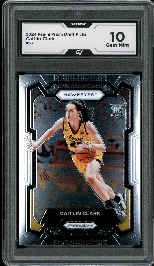 2024 Panini Prizm Draft Picks #57 Caitlin Clark Graded 10 Gem Mint - Front