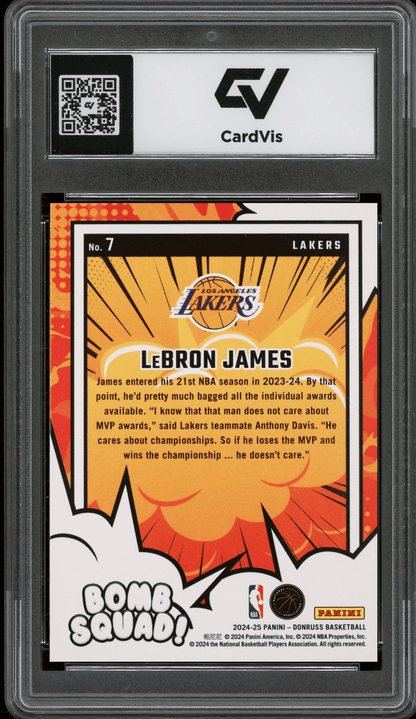 2024 Panini Donruss Bomb Squad #7 LeBron James Graded 10 Gem Mint - Back