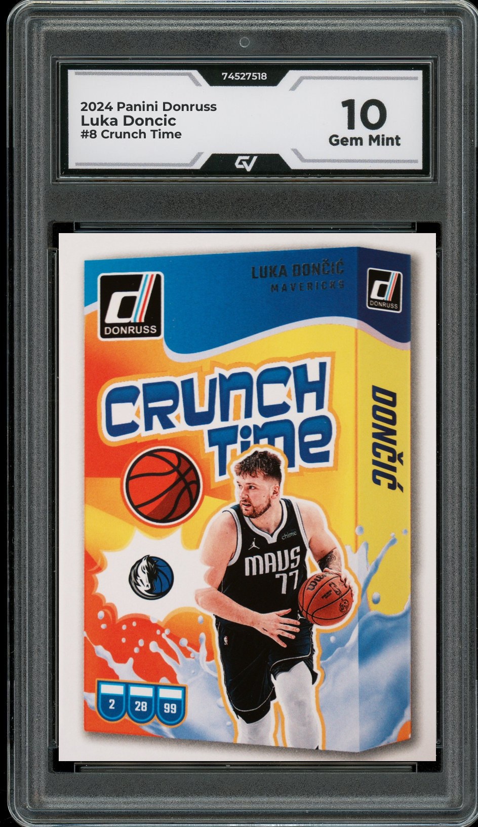 2024 Panini Donruss #8 Luka Doncic Crunch Time Graded 10 Gem Mint - Front