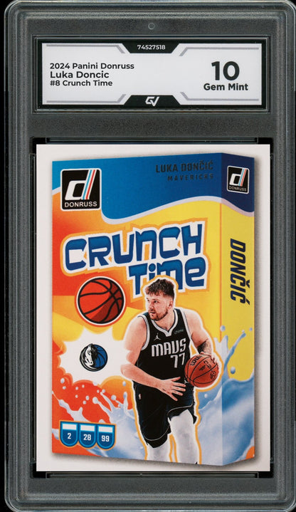 2024 Panini Donruss #8 Luka Doncic Crunch Time Graded 10 Gem Mint - Front